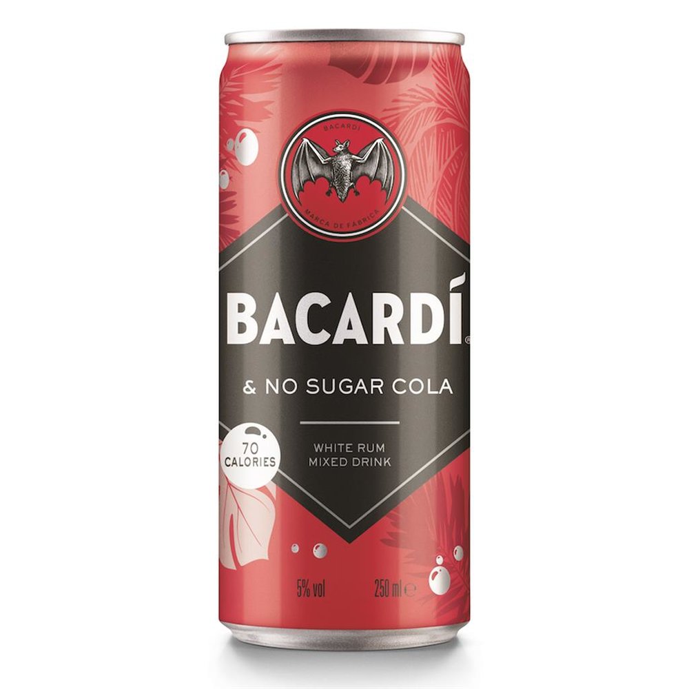 BACARDI & COLA ZERO CANS 12X25CL