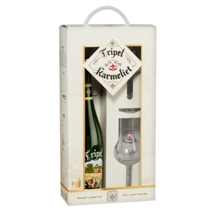 Karmeliet Tripel 75cl - 8,40%  + 2 glazen houten kist